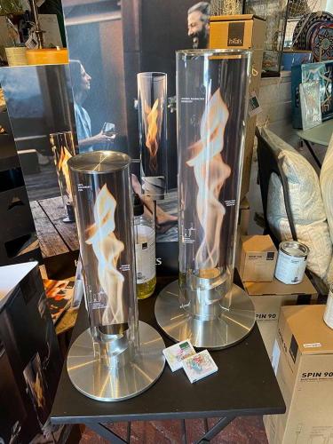 höfats SPIN Tischfeuer Fackel in Silber