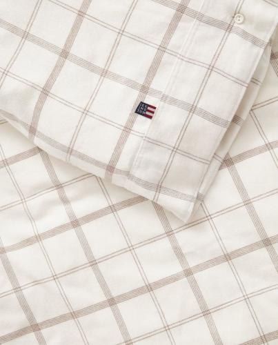 Lexington White/Brown Checked Cotton Flannel Bettwäsche SET