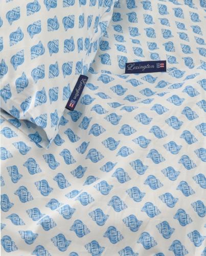 Lexington Bettwäsche White/Blue Shell Printed Cotton Poplin Bettbezug Set