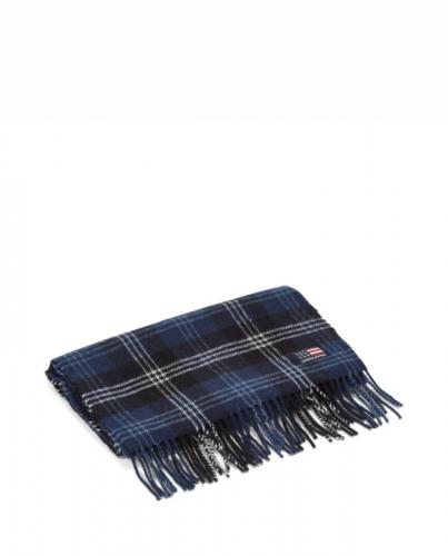 Lexington Massachussets Recycled Wool Schal Blue Black Check