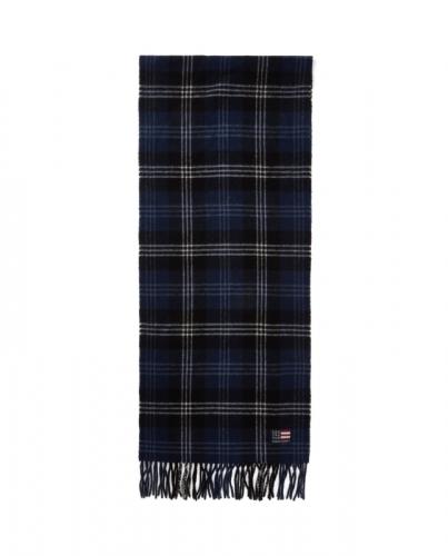 Lexington Massachussets Recycled Wool Schal Blue Black Check