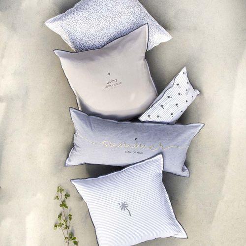 Bastion Collections Kissen White/Black Chambray Palm Tree 50x50, Mood