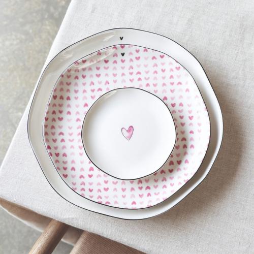 Bastion Collection Frühstück Teller White Rose Hearts all over