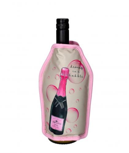 Gift Company Froid, Kühlmanschette, Motiv: Champagnerflasche, grau/rosa