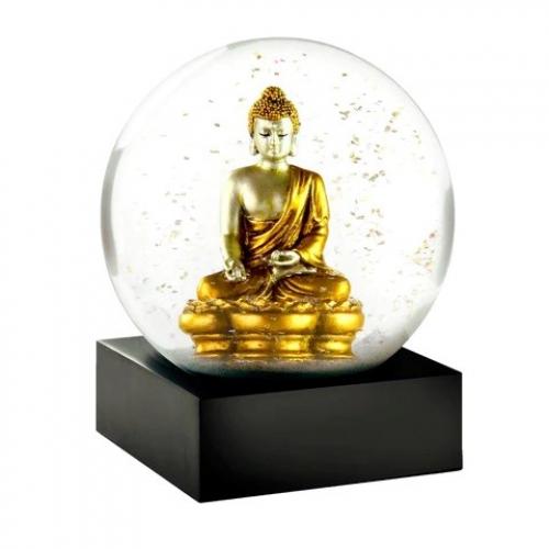CoolSnowGlobes Schneekugel Buddha gold, genießen, relaxen, gold