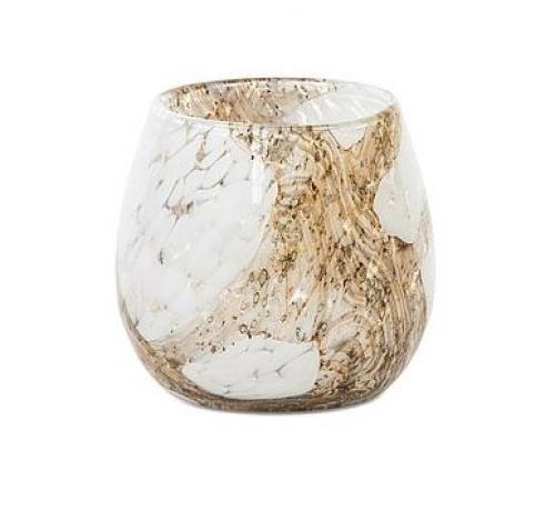 Dekocandle Vase Thick white spots Amber-brown big