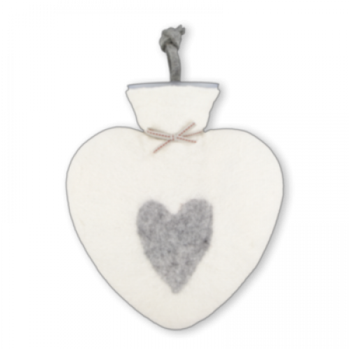 Dorothee Lehnen Herzwärmflasche Herzmotiv weiß/hellgrau, melange, schoen, weiß