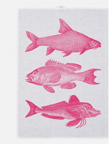 Frohstoff Textilmanufaktur Geschirrtuch - Fisch Trio neonpink