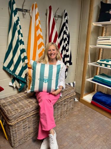 Preview: Gant Strandhandtuch Block Stripe Ocean Türkis