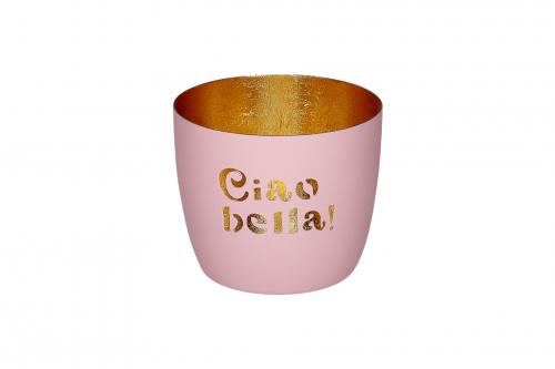 Gift Company Madras, Windlicht Ciao bella! rosa,gold