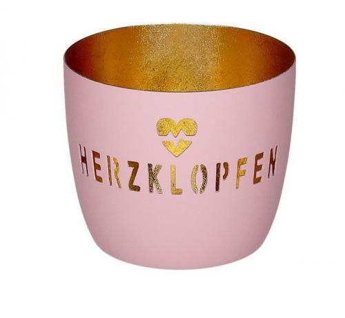 Gift Company Madras, Windlicht Herzklopfen rosa, gold