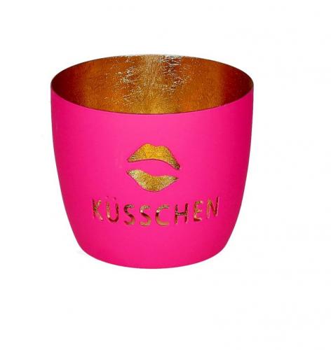 Gift Company Madras, Windlicht Küsschen hot pink, gold