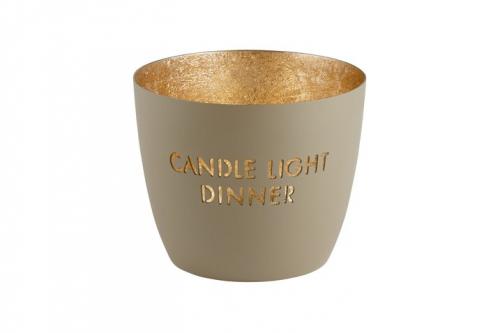 Gift Company Madras Windlicht M, Candle Light Dinner sandstone gold, wunderschoen, modern
