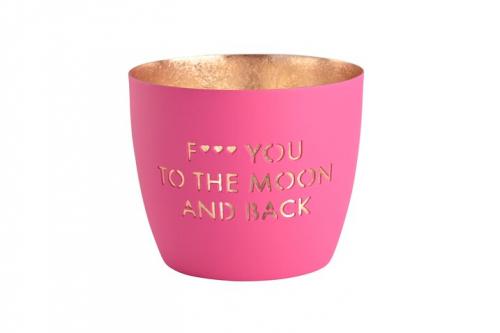 Gift Company Madras Windlicht M, F** to the moon and back, hot pink/gold, modern, schoen, pink