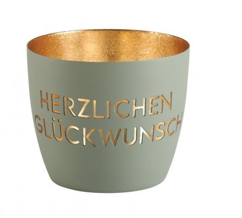 Gift Company Madras, Windlicht Herzlichen Glückwunsch flannel, gold
