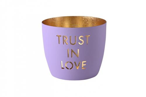 Gift Company Madras Windlicht M, Trust in Love, lila gold