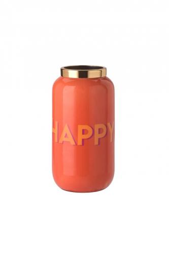 Gift Company Vase Saigon mit Metallring, XXS, Happy, orange,gold