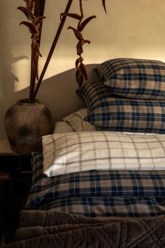 Lexington White/Brown Checked Cotton Flannel Bettwäsche SET