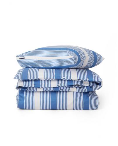 Lexington White/Blue Striped Cotton Sateen Bed Set, schoen, fein