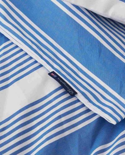 Lexington White/Blue Striped Cotton Sateen Bed Set, Logo