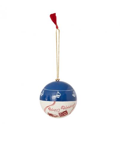 Preview: Lexington Papier Maché Weihnachtskugel Christmas Ornament SET Blue/White/Red