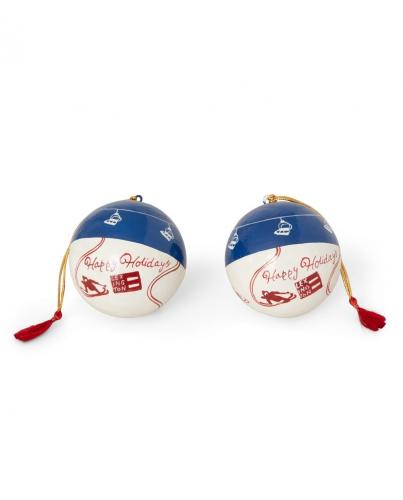 Lexington Papier Maché Weihnachtskugel Christmas Ornament SET Blue/White/Red