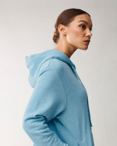 Preview: Lexington Chloe Zip Hood Light Blue Melange, Mood, Model, Kapuze