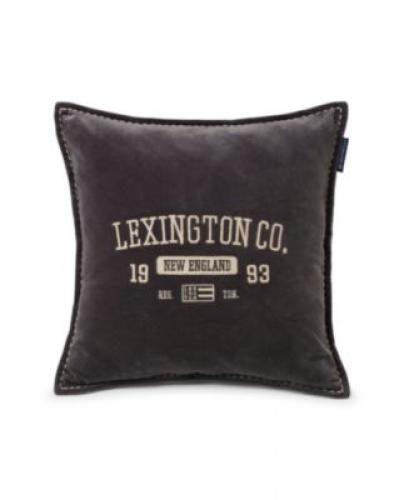Lexington Kissenbezug Logo Message Cotton Velvet Gray, Fan, schick
