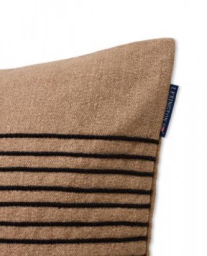 Lexington Kissenbezug Deco Striped Cotton Canvas Pillow Beige/Gray, Close up
