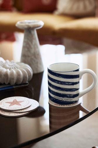 Lexington Diagonal Stripes Stoneware Mug Navy