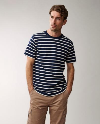 Lexington Ricky Striped Tee Dark Blue Beige Stripe, Mood, Model, Schoen