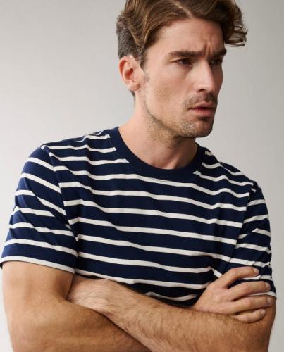 Lexington Ricky Striped Tee Dark Blue Beige Stripe, Mood, Model, Trend