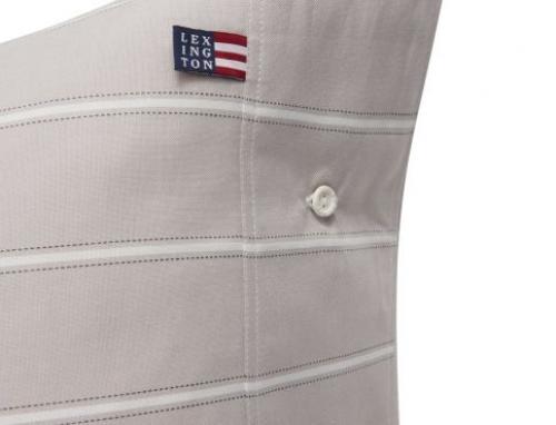Preview: Lexington Kopfkissenbezug Gray Striped White, Logo, Print