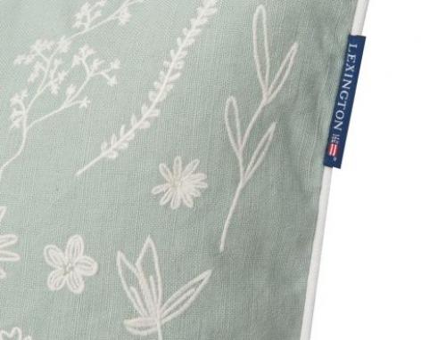 Lexington Kissenbezug Logo Flower Embroidered Linen/Cotton, Close up