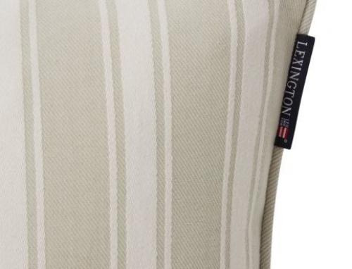 Preview: Lexington Kissenbezug All Over Striped Organic Cotton Twill Gray-Green, schick, Close up