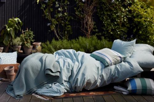 Preview: Lexington Bettdeckenbezug Gray/White Striped, Mood, kuscheln