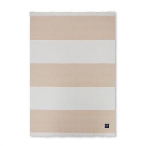 Lexington Herringsbone Striped Recycled Cotton Throw Oat/White, schick, modern
