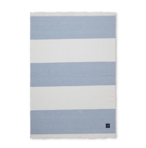 Lexington Herringsbone Striped Recycled Cotton Throw, Blue, weich, kuschelig