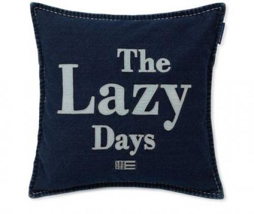 Lexington Lazy Days Denim Twill Patch Cotton Kissenbezug Denim Blue, schick, modern, Jeans