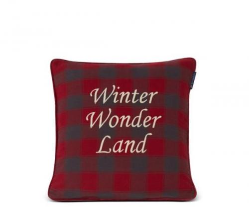 Lexington Kissenhülle Checked Organic Cotton Flannel Red/Dark Gray, Winterwonderland