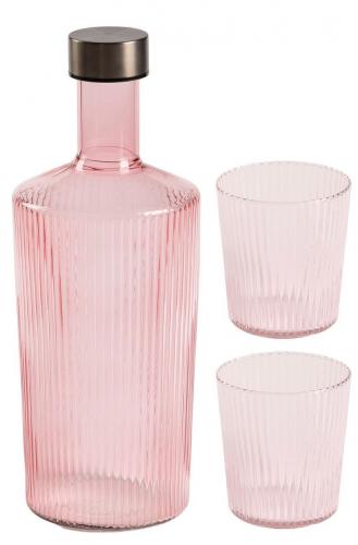 Paveau Glasflasche Trinkglas Pink Geschenkset