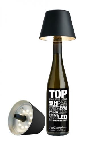 sompex Akku Leuchte Top Flaschenaufsatz Schwarz, modern, trendig, einzigartig