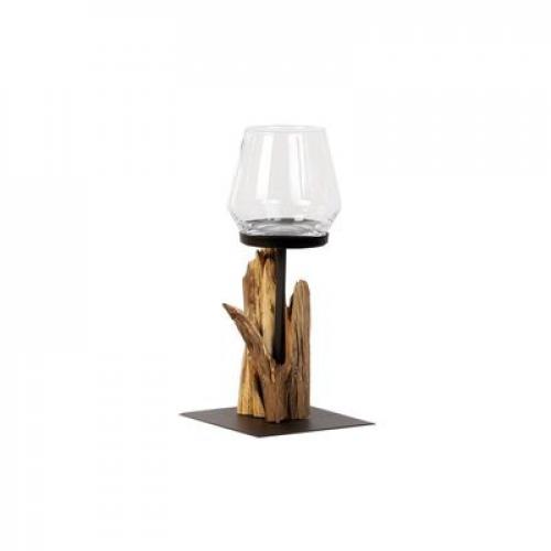 WMG Holz Windlicht Raisa mit Glas h30cm, schick, trendig, modern