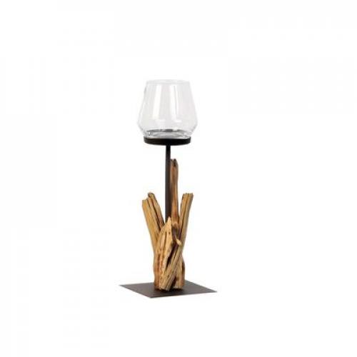 WMG Holz Windlicht Raisa mit Glas h40cm, modern, trendig