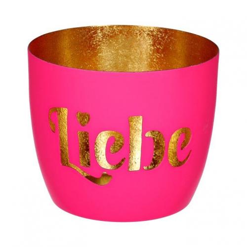 Gift Company Madras Windlicht M, Liebe, hot pink, gold