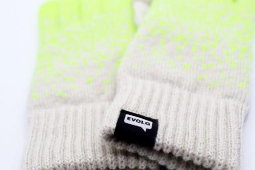 Preview: Evolg Handschuhe Scrub Yellow Grey, Logo, Close up