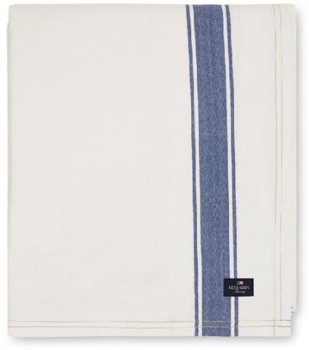 Lexington Tischdecke Icons Cotton Herringbone Striped Tablecloth Weiß Blau Schoen Schick