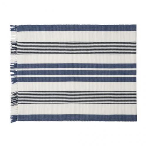 Lexington Tischläufer Striped Fringe White/Blue, Schick, Modern, Trendig