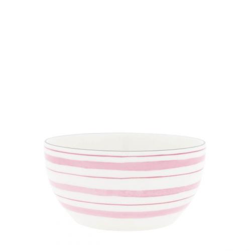 Bastion Collections Bowl White M Watercolour Rose Stripes 14 x7cm