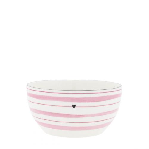 Bastion Collections Bowl White M Watercolour Rose Stripes 14 x7cm